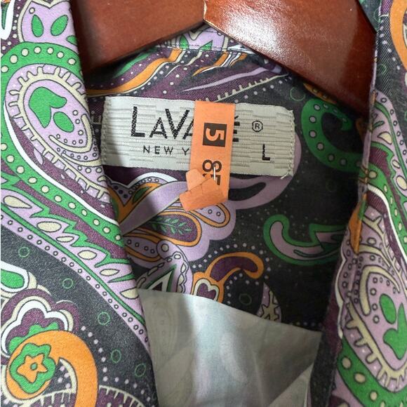 LAVANE New York Multicolor Paisley Print Short Sleeve Button Shirt L - Picture 4 of 9